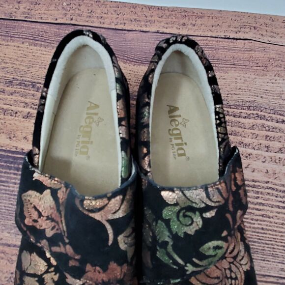 Alegria Printed Nubuck Shoes Lauryn Womens SZ 37 6.5 7 Regal Copper Floral - Picture 4 of 10